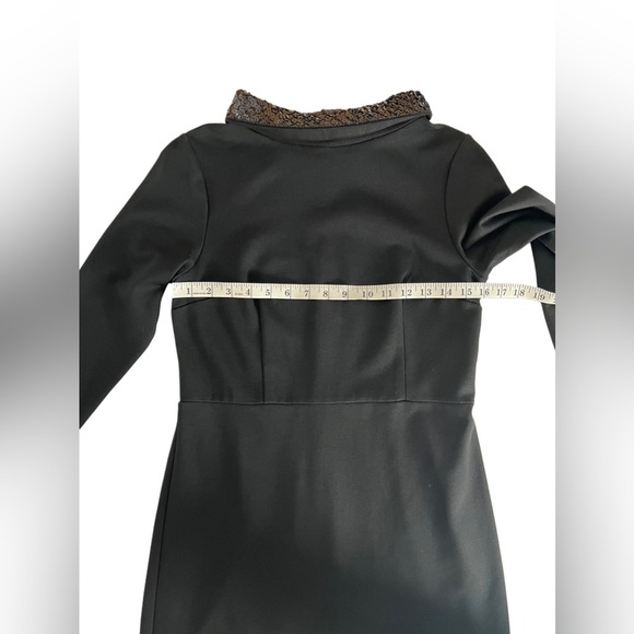 Talbots Black Sheath Dress Mock Neck Sequin Collar Cocktail Event Evening 4P - Picture 7 of 12